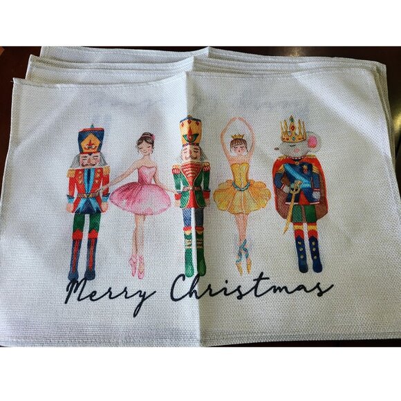 Nutcracker Christmas Placemats Set Holiday Decor Soldier Xmas Table Decorations - Picture 2 of 6